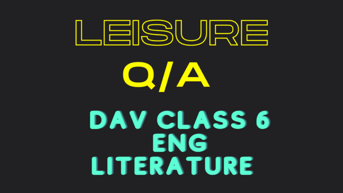 DAV CLASS 6 Leisure question answers